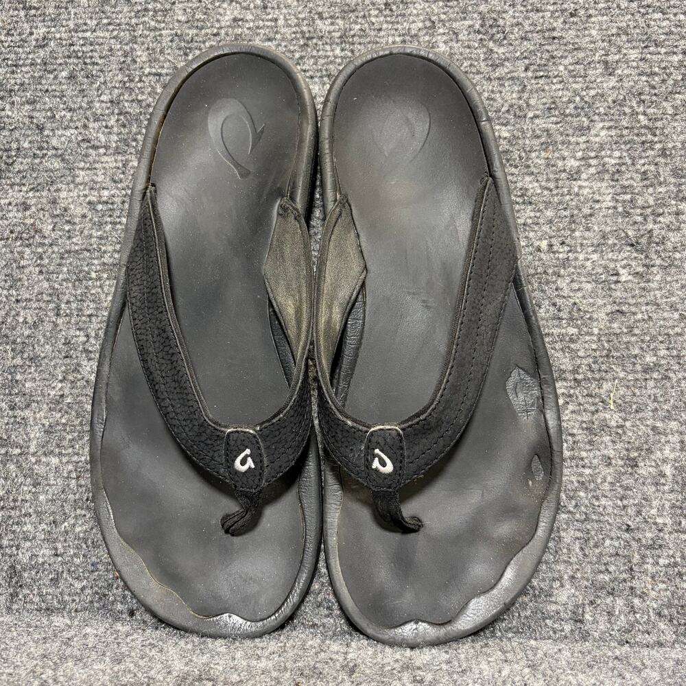 OluKai Ohana Womens 8 Black Synthetic Water Friendly Thong Flip Flop Sandal